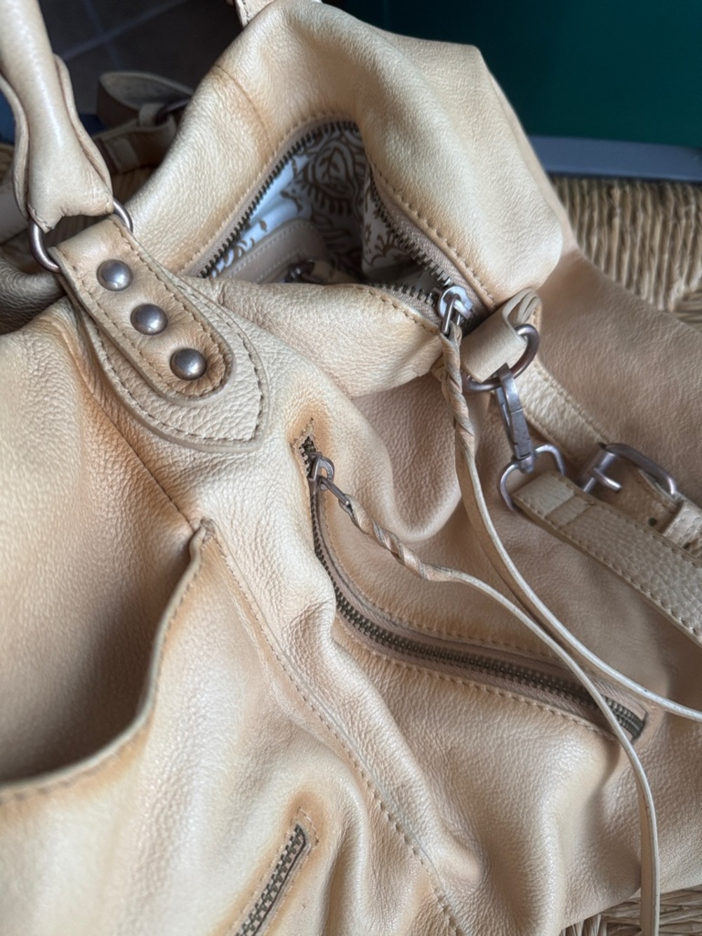 We The Free Emerson tote Italian straw Leather Hobo with Braided Accents - Picture 16 of 16
